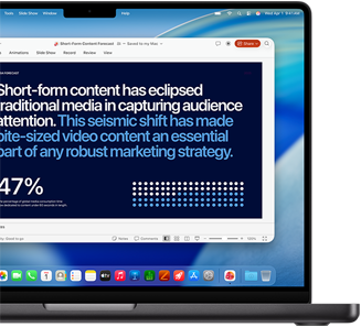 Presentación de Powerpoint en un MacBook Pro para destacar la compatibilidad con apps empresariales