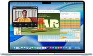 Una presentación de Keynote, una hoja de cálculo de Microsoft Excel y una llamada de Zoom están abiertas al mismo tiempo en un MacBook Air de 13 pulgadas