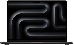 Parte frontal de un MacBook Pro abierto en negro espacial