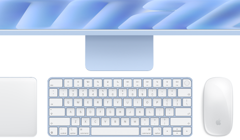 Magic Keyboard con Touch ID, color azul, Magic Trackpad y Magic Mouse