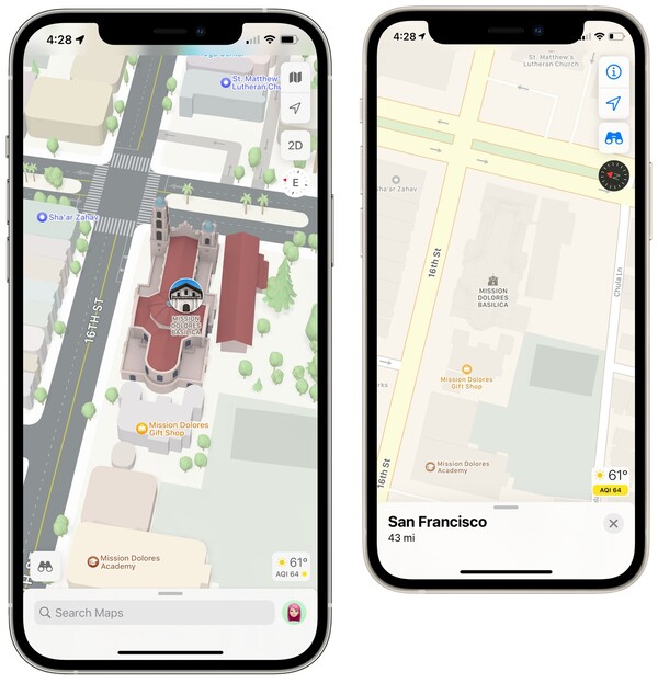 Vista de la app de Mapas