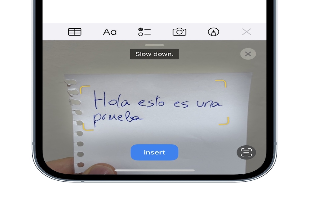 Así podemos transcribir texto escrito a digital con la cámara de nuestro iPhone y la app nativa de notas